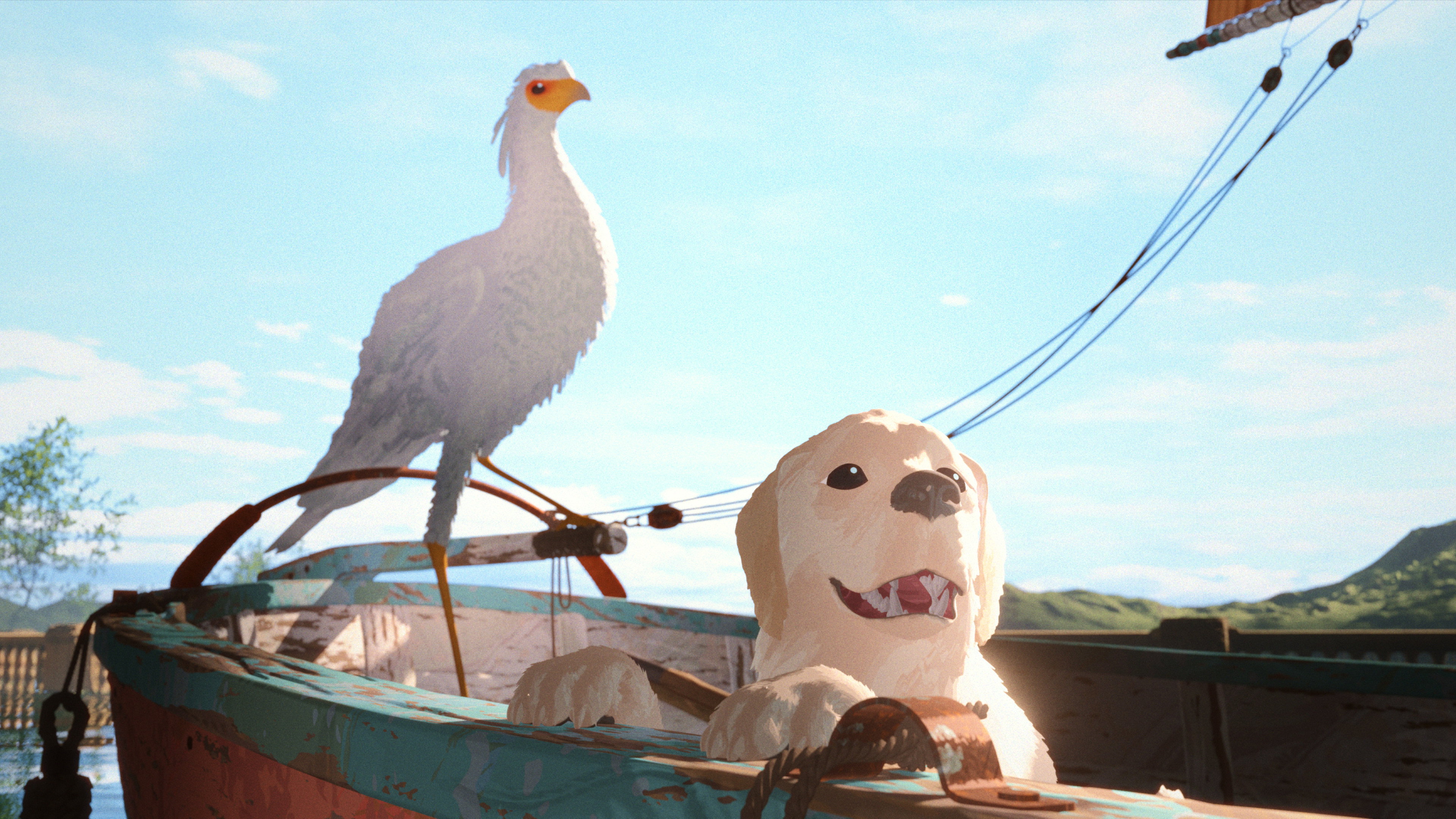 Flow (2024) wallpaper #11 — 3840×2160 4K UHD backdrop — A solitary cat, displaced by a great flood, finds refuge on a boat with various species… — free HD background for desktop, MacBook, mobile & iPhone (ref 6RAoWveYItdW13QVQo7pCSsuKUo)