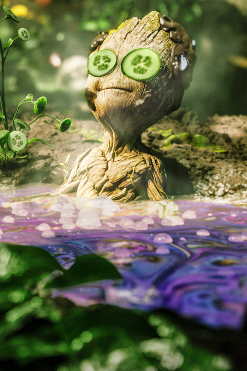 Groot Takes a Bath vertical backdrop 1